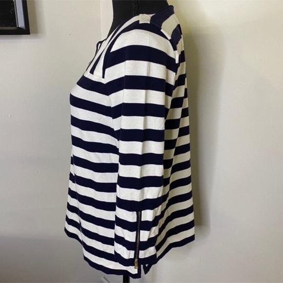 Talbots Navy/White Size Large Petite Striped Blouse(NWT) - Picture 4 of 11